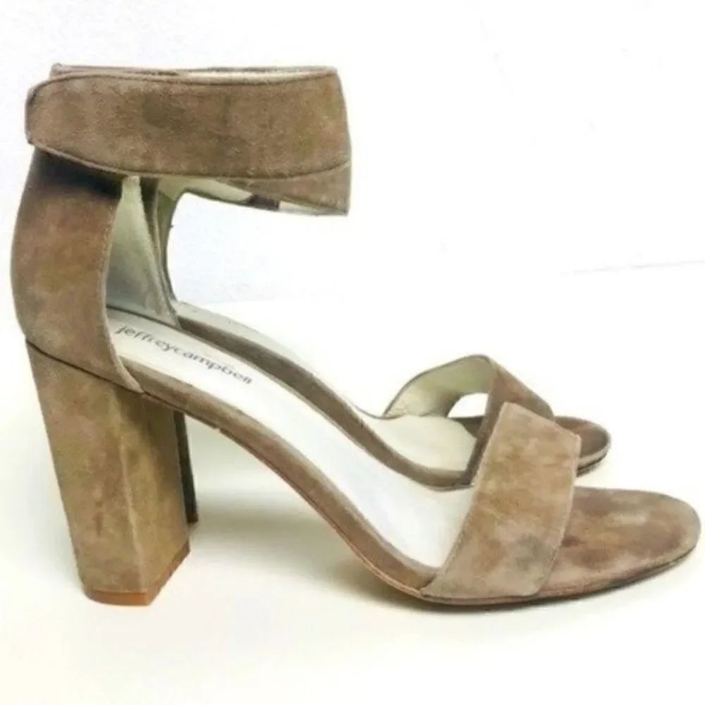 Jeffrey Campbell Lindsay Ankle Strap Heels nude cream suede 9.5 BoxG